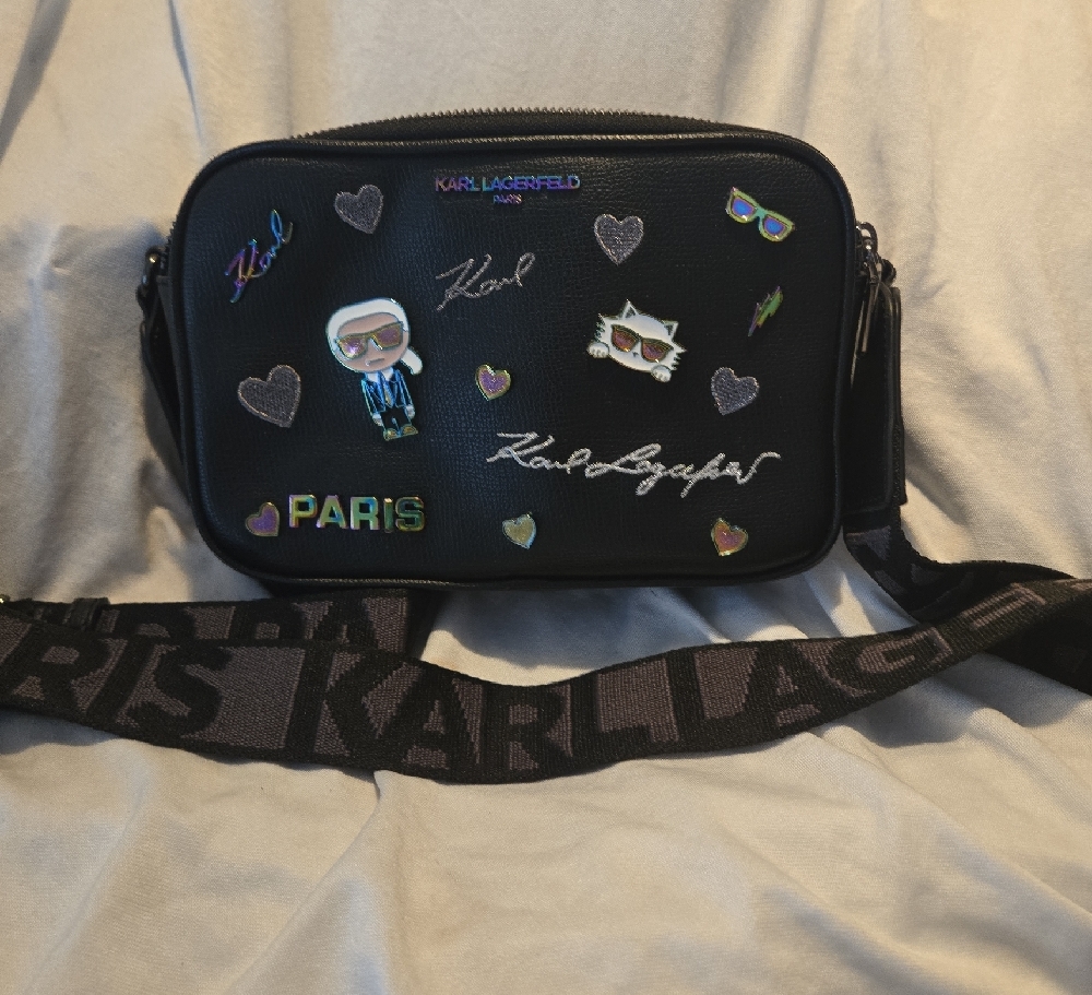 Karl Lagerfeld Black Crossbody with Fun Patches